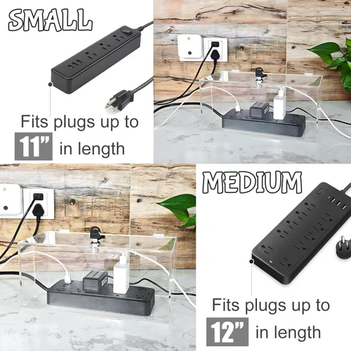Miniatura 4 de Caja organizadora de cables de 2 piezas con cerradura, acrílico, caja organizadora de cables y cubierta de regleta de alimentación, organizador
