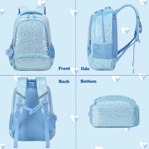 Miniatura 7 de Bolsas escolares para niñas, 3 unidades, mochila con bolsa de almuerzo, estuche para lápices con correa para el pecho, niños escolares, linda