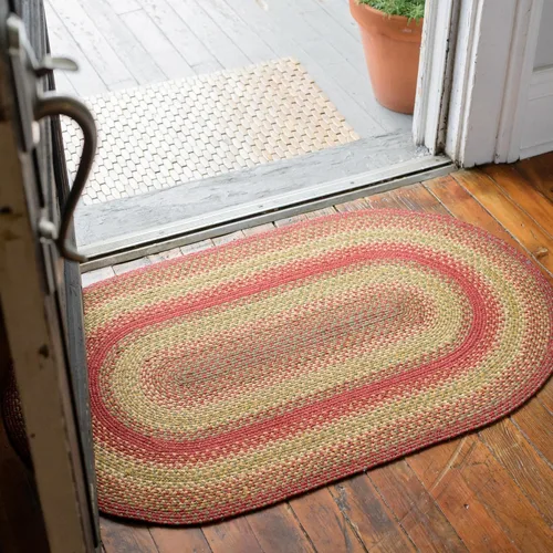 Miniatura 9 de Homespice Cider Barn - Alfombras de yute trenzadas para la cocina 2x3 pies - Alfombras ovaladas trenzadas en negro y dorado para decoración rústica