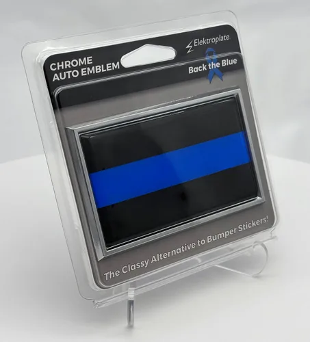 Miniatura 8 de Elektroplate Emblema negro de metal de línea azul delgada de policía para automóviles, camiones y todos los automóviles, ajuste universal de 3.8 x