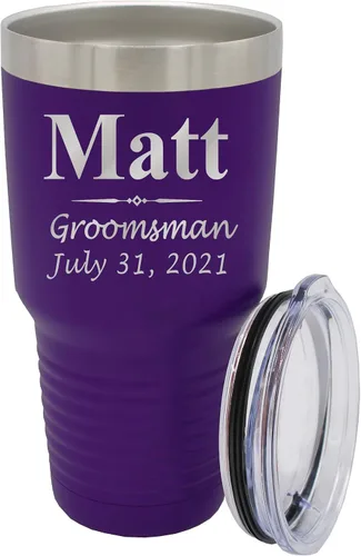 Miniatura 36 de Vaso de padrinos de boda grabado personalizado, taza de acero inoxidable aislada personalizada para padrino de boda, despedida de soltero, boda