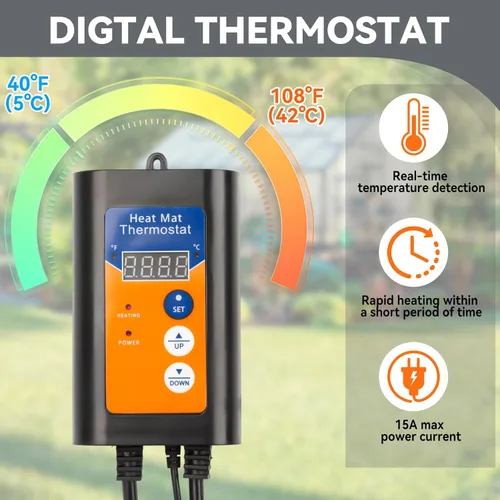 Miniatura 4 de Calentador de invernadero con termostato, calentadores para exteriores para patio, 3 modos para calentamiento rápido de cerámica PTC, protección
