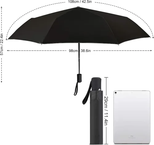 Miniatura 2 de Paraguas de viaje resistente al viento, paraguas automático, paraguas plegable de bulldog francés acuarela, impermeable, compacto, para el sol