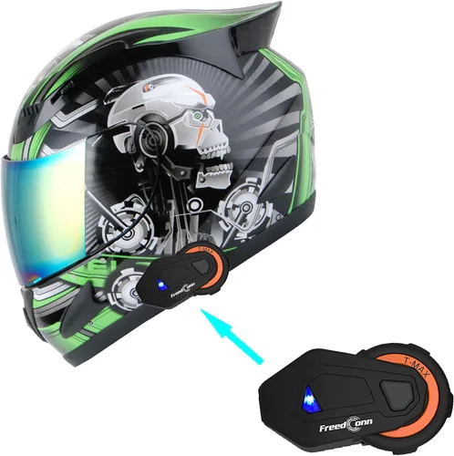 Miniatura 20 de 1Storm - Casco de cabeza completa para motocicleta, diseño de calavera mecánica HJDJ11