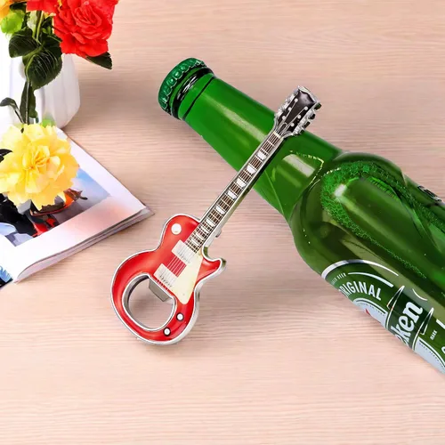 Miniatura 5 de 1 pieza/set abridor de botellas abridor de botellas de cerveza abridor de botellas con forma de guitarra regalo de guitarra accesorios de cocina Rojo