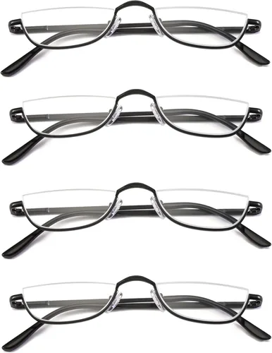 Miniatura 2 de Lentes de lectura de medio marco, lectores de luna de medio metal para mujeres y hombres, 4 pares 1.25