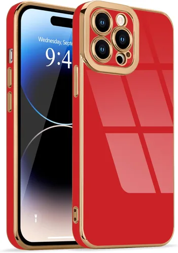 Miniatura 43 de Lafunda Diseñada para iPhone 13 Pro, fundas lujosas con chapado lindo para mujeres y niñas, elegante borde dorado, a prueba de golpes, TPU con funda