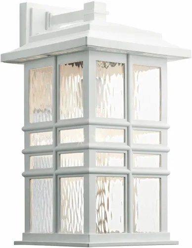 Miniatura 13 de Kichler Beacon 49829BKT - Lámpara de pared cuadrada de 12 pulgadas para exteriores con cristal martillado transparente en negro texturizado