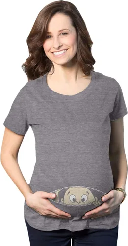 Miniatura 19 de Remera para futura mamá, con diseño simpático de bebé asomándose. Remera simpática para futura mamá.