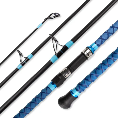 Surf Rod Saltwater 9ft- 4-Piece Carbon Fiber Surf Fishing Rods, Portable Travel Surf Spinning Rod with 20-40lb Power Green Blue Azul