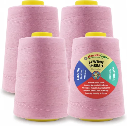 Miniatura 126 de Mandala Crafts 4 Pack of Serger Threads Cones Spools - 20S/2 24000 Yards Polyester Baby Blue Threads for Sergers Machine and Overlock Quilting