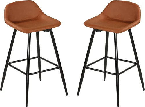 Miniatura 12 de Cortesi Home Taburetes de lluvia en piel sintética negro carbón, base negra (juego de 2)