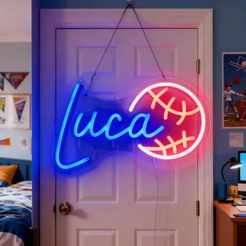 Miniatura 4 de Letrero de neón personalizado con nombre, con luz de neón para decoración de pared, letreros deportivos personalizables con luz LED para decoración