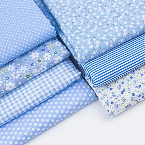 Miniatura 2 de 7 piezas de tela de algodón floral de 20.0 x 20.0 pulgadas, suministros para hacer máscaras, acolchado, retazos, tela de retazos, paquetes de Azul
