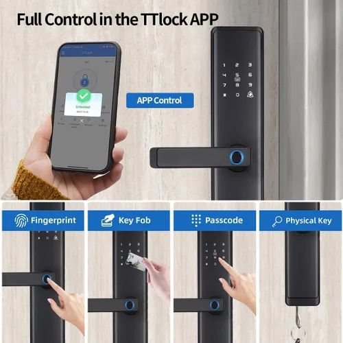 Miniatura 3 de Sophies Cerradura de puerta de entrada sin llave, cerradura de puerta inteligente Bluetooth funciona con código de control de aplicación y soporte