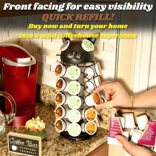 Miniatura 6 de Made Easy Kit - Organizador de almacenamiento en carrusel de 360 cápsulas de café, compatible con cápsulas Keurig K-Pods K-Cups, organizador de Gato