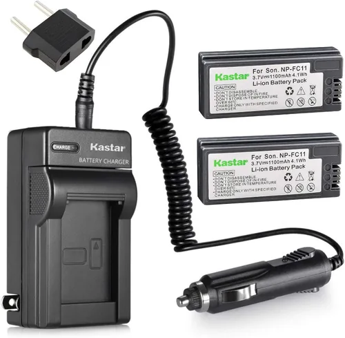 Kastar Paquete de 2 baterías + cargador de repuesto para Sony NP-FC11 NP-FC10 DSC-P12 DSC-P10 DSC-P8 DSC-V1 DSC-P7 DSC-P5 DSC-P9 DSC-P3 DSC-F77