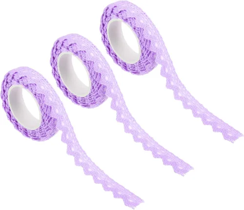Miniatura 12 de PATIKIL 1.5 cm de ancho 1.8 m de cinta adhesiva autoadhesiva de encaje, paquete de 3 cintas de algodón Washi, decorativas para manualidades, álbumes