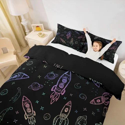 Miniatura 8 de Erosebridal Juego de ropa de cama bohemio con sol y luna, funda de edredón hippie de 3 piezas, colorida funda de edredón teñida anudada, funda