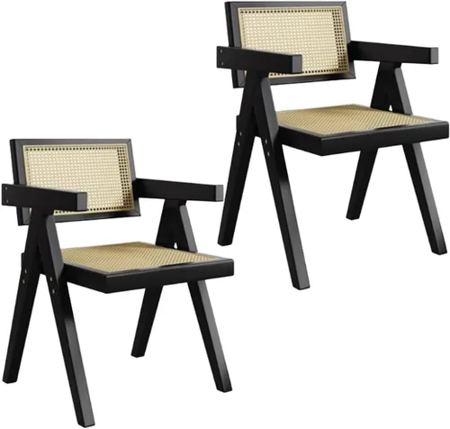 Miniatura 15 de YVYKFZD Juego de sillas de comedor de madera, sillas de comedor de ratán, silla de cocina con respaldo, sillón de salón, silla auxiliar cómoda