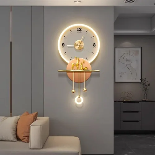 Miniatura 9 de Reloj de pared tallado en pared, decoración de pared LED, reloj de pared grande para decoración de sala de estar, adecuado para dormitorio, sala