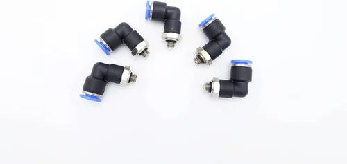 Miniatura 44 de Empuje para conectar conexión de tubo de 1/4" OD x 1/8" rosca NPT macho, codo neumático macho de aire línea de agua de aire de 90 grados codo