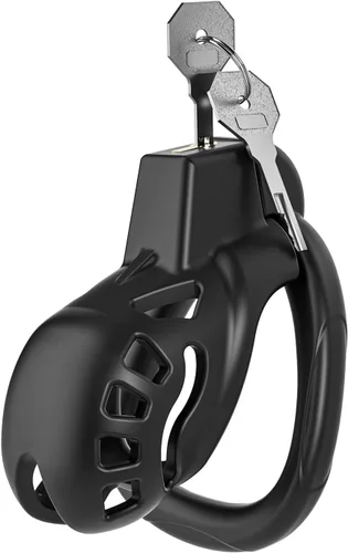 Miniatura 7 de Jaula de castidad masculina, dispositivo XS de castidad con 5 tamaños de anillos y candado invisible para ejercicio del pene del hombre