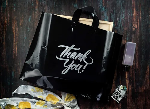 Infinite Pack Bolsas grandes de mercancía de agradecimiento con asa de lazo, bolsa de boutique brillante, refuerzo inferior de 3 pulgadas y 3 mil de