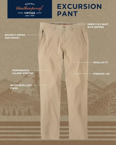 Miniatura 2 de Weatherproof Vintage Pantalones de excursión de ajuste regular para hombre, ultra elásticos, informales, con parte delantera plana