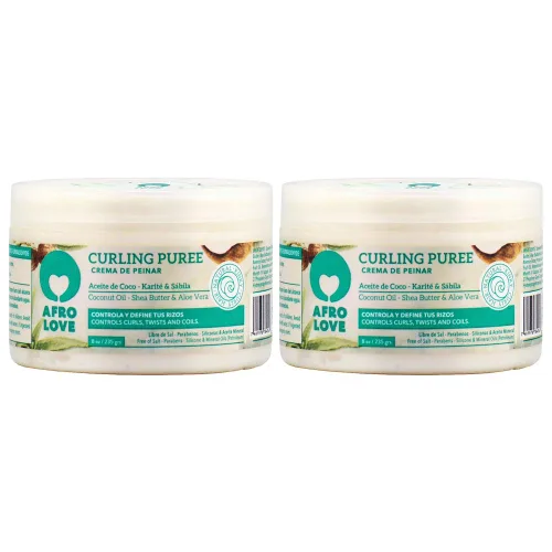 Miniatura 3 de Afro Love Crema de rizos para cabello rizado y ondulado, define e hidrata con coco y manteca de karité, control de encrespamiento y humedad, sin