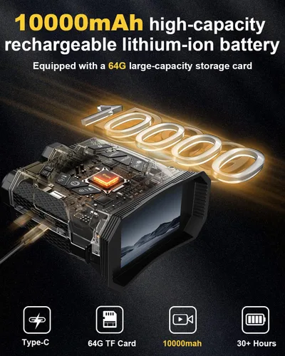Miniatura 4 de Gafas de visión nocturna 4K con telémetro, binoculares de visión nocturna con zoom de 16X, pantalla LCD de 4 pulgadas con infrarrojos, batería