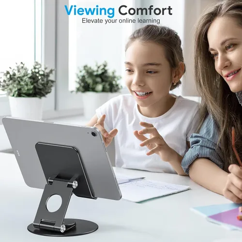 Miniatura 4 de OMOTON Soporte giratorio para tablet iPad con base giratoria 360°, soporte plegable ajustable para dibujo, compatible con iPad Pro/Air/Mini y más