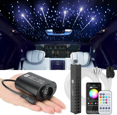 Miniatura 12 de CHINLY Kit de 260 luces de estrella de 16 W, 260 unidades, 6.5 pies, 0.03 pulgadas, luces de fibra óptica RGBW, aplicación y control remoto, kit
