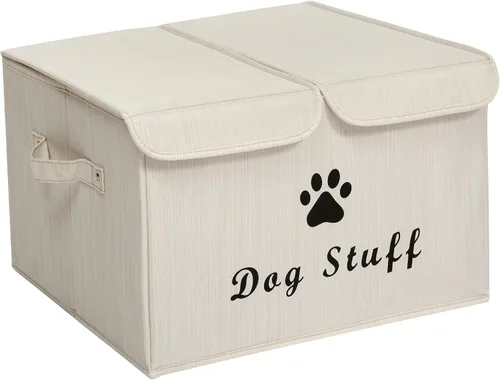 Miniatura 12 de Caja de almacenamiento de juguetes para mascotas con tapa y organizador de cesta, cubo plegable perfecto para sala de estar, sala