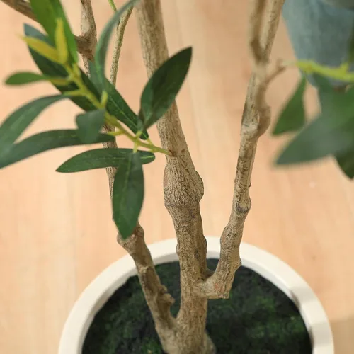 Miniatura 7 de LOMANTO Olivos artificiales, olivos artificiales de 5 pies de alto para interiores, árbol de seda de olivo sintético, plantas de olivo grandes