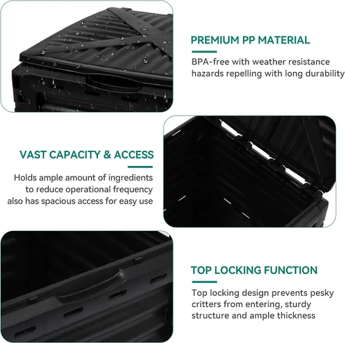 Miniatura 5 de YITAHOME Contenedor de compostaje grande para exteriores, caja de compostaje de 80 galones (300 L) con tapa superior a presión y sistema