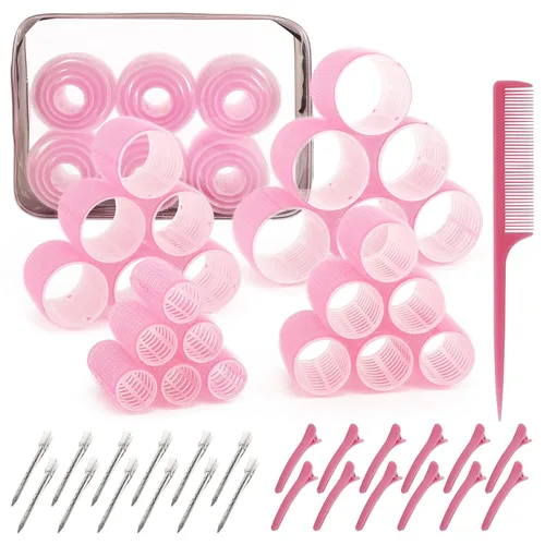 Miniatura 11 de Rodillos de pelo, paquete de 12 rulos de peluquería de salón de autoservicio, juegos de rizadores de pelo, peinado rizado para bricolaje, los Jumbo