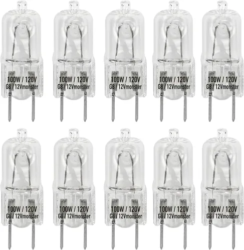 Miniatura 10 de Paquete de 10 bombillas halógenas G8 de 25 W 120 V tipo JCD de 25 vatios T4 G8 Puck lámpara de 120 voltios horno microondas estufa superior cocina