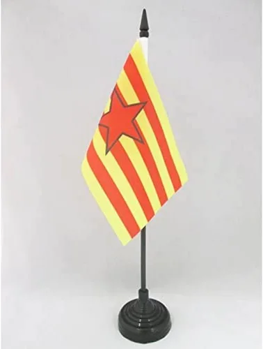 Miniatura 85 de Bandera de mesa de Andalucía 4'' x 6'' - Bandera de escritorio de la región española de Andalucía 5.9 x 3.9 in - Barra y base de plástico negro - AZ
