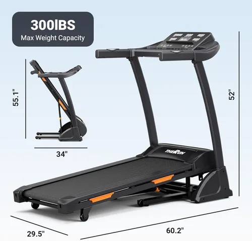 Miniatura 3 de THERUN Incline Treadmill, Treadmills for Running and Walking, 300 lbs Weight Capacity Folding Treadmill with 0-15% Auto Incline, Wide Belt, 3.5 HP