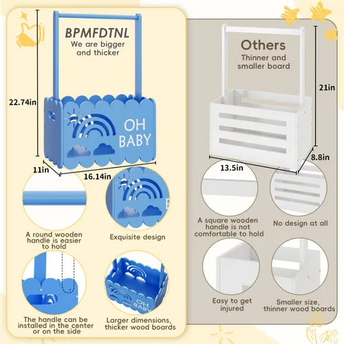 Miniatura 3 de Caja de madera para baby shower para niños y niñas, regalos de canasta para nuevos padres, regalo de bienvenida para bebé, adecuado para el embarazo