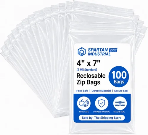 Miniatura 12 de Spartan Industrial - Bolsas pequeñas con cremallera de 4 x 4 pulgadas (100 unidades) - Bolsas de polietileno transparentes con cierre cuadrado