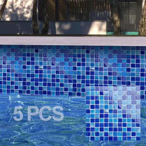 Miniatura 9 de LSDECO 5 hojas de azulejos de mosaico de vidrio, azulejos de piscina, azulejos de cocina de 12 x 12 pulgadas, azulejos de vidrio para pared de baño