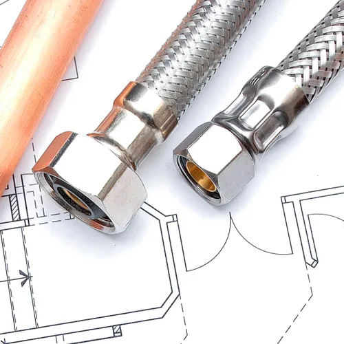 Miniatura 6 de Conector de manguera de grifo Highcraft de 12 pulgadas de longitud, línea de suministro flexible trenzada de acero inoxidable de 1/2" IPS X 3/8