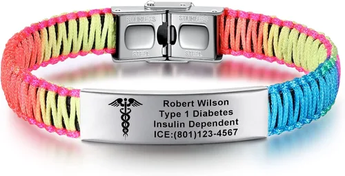 Miniatura 14 de Pulseras de alerta médica para mujeres Pulseras de identificación médica personalizables para hombres, niñas y niños Pulseras médicas trenzadas