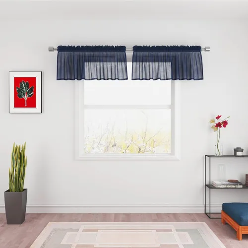 Miniatura 79 de UPOPO Paneles de Cortina Beige Pequeños Cortinas Transparentes de Gasa de 16 Pulgadas de Largo Cortinas de Cocina de Voile con Textura de Lino