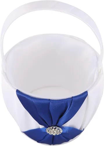 Miniatura 3 de Joyería de satén y cristal artificial para decorar la cesta de la niña de las flores de la boda (azul)