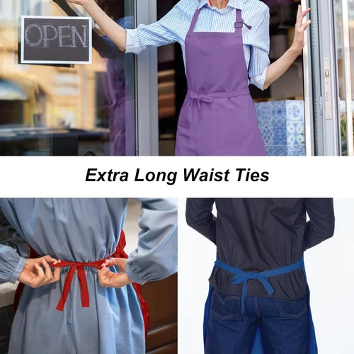 Miniatura 4 de 15 delantales para adultos a granel con bolsillos, delantal de chef ajustable para mujeres y hombres, pintura, cocina, manualidades (S/L)