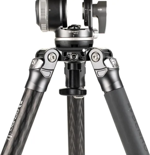 Miniatura 7 de Benro Mammoth - Trípode de fibra de carbono de 4 secciones con cabezal fluido WH15 Wildlife de 2 vías, cuenco resistente de 2.953 in, contrapeso