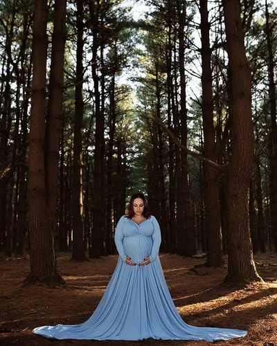 Miniatura 2 de Saslax - Vestido de noche de maternidad con hombros descubiertos, corte de medio círculo, para baby shower, fotos